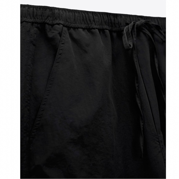 Zara Mid-Rise Nylon Pajama Pants Sz:S Black NWT - Picture 9 of 9